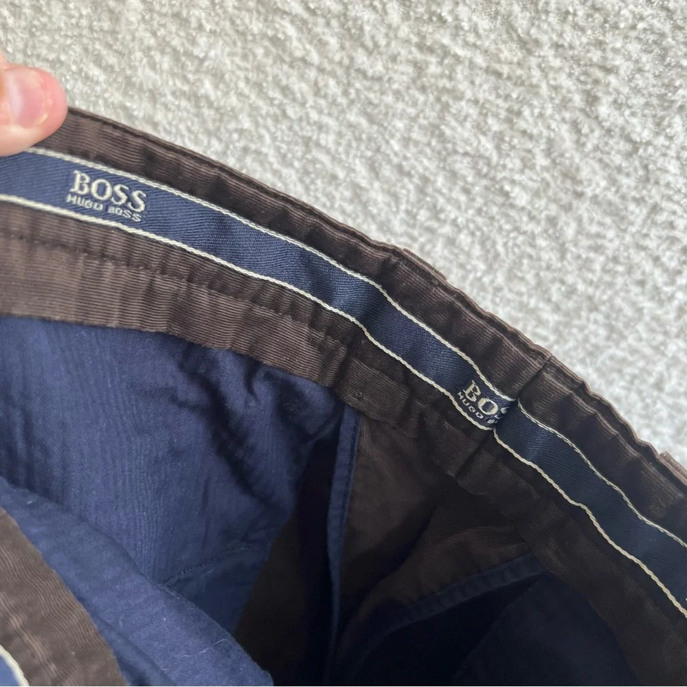 Hugo Boss Men’s Corduroy Cotton Brown Trousers‎ Mitchel Pleated Pants Size 34R